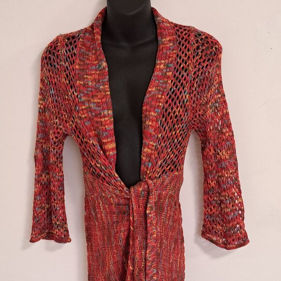 Neslay Paris Multi Colored Knit Front Tie Sweater Misses Size Misses S/M - Picture 2 of 13